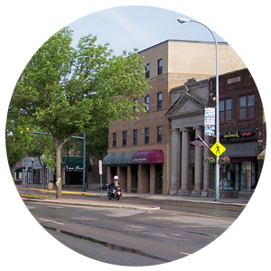 a main street in a small North Dakota town